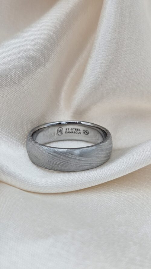 D-Shaped Stainless steel Damascus Ring